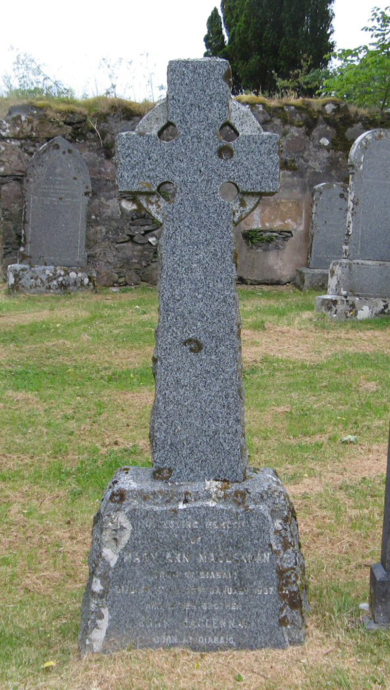 Photo of headstones/Mary Ann MacLennan died 1937 MI Gairloch Old